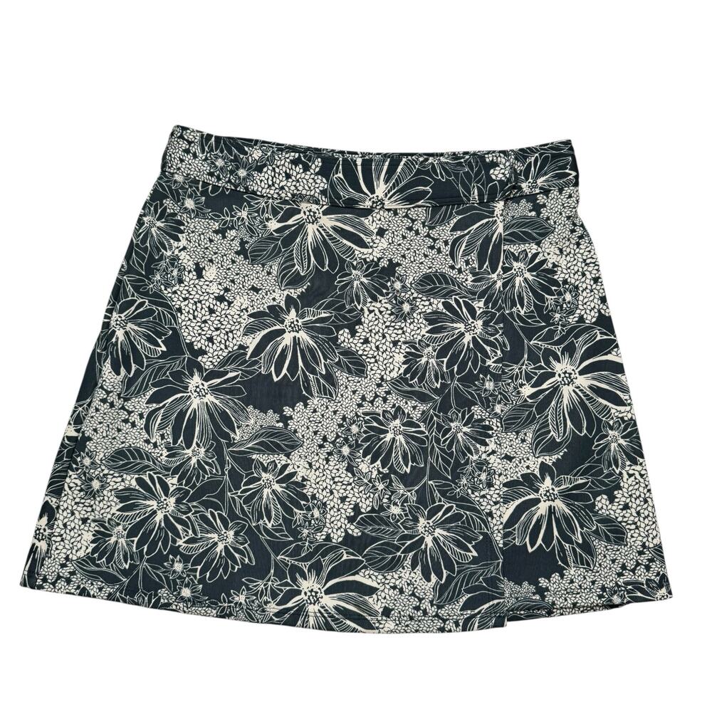 ABERCROMBIE & FITCH Blue White Floral Mini Wrap Skirt Size Small Beach Coverup